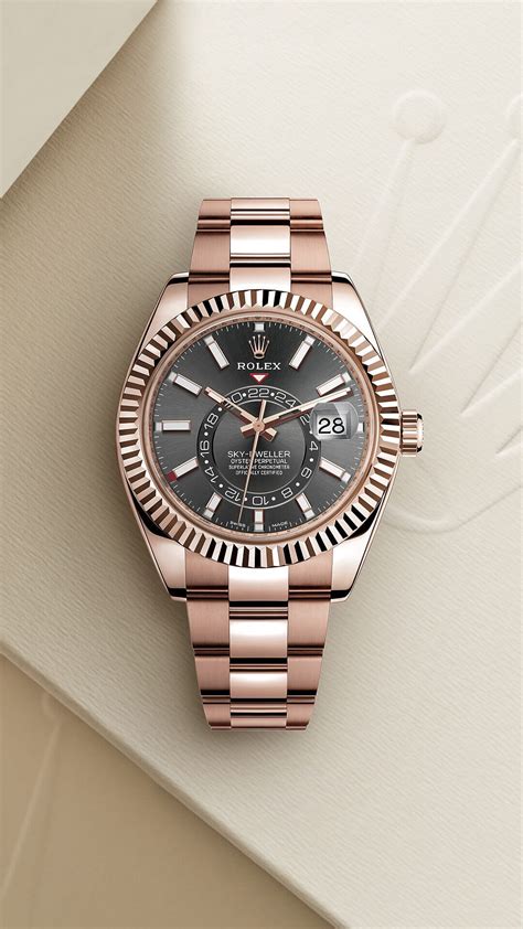 rolex sky dweller white on gold|Rolex Sky-Dweller everose gold.